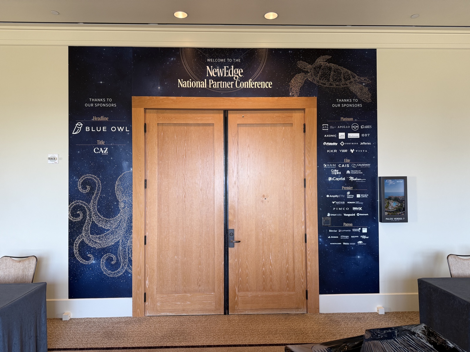 NewEdge National Partner Conference branded door surround with ocean theme