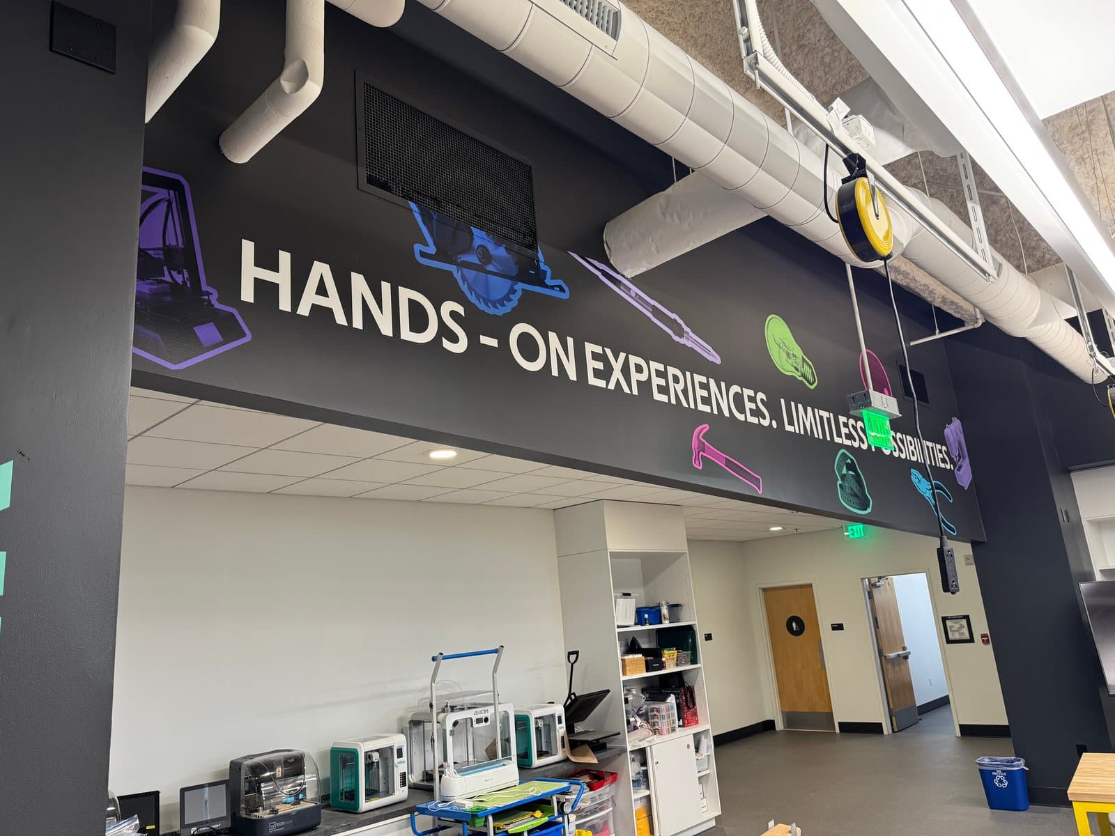 TGR Learning Lab Makerspace header reading Hands-on experiences. Limitless possibilities.
